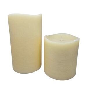 2 Luminara XL Ivory Battery Power Candle Pillar 12 in 7 in Flameless Wax Decor